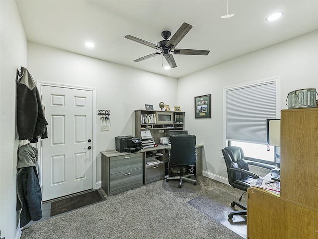 6025 Fm 902, Gainesville, TX 76240 - carpeted office featuring ceiling fan, recessed lighting, and baseboards