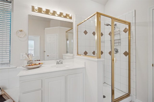 1221 Old Oak Trl, Flower Mound, TX 75028 - bathroom with a stall shower and vanity
