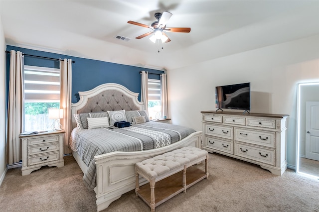 3504 Robin Rd, Ennis, TX 75119 - bedroom featuring light carpet and a ceiling fan