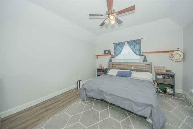 112 Wood St Unit A, Princeton, TX 75407 - bedroom featuring baseboards, wood finished floors, ceiling fan, and lofted ceiling
