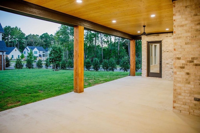 1596 Maple, Tyler, TX 75703 - view of patio featuring a ceiling fan and a residential view