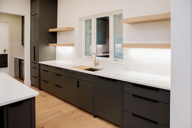 1596 Maple, Tyler, TX 75703 - kitchen with open shelves, a sink, light wood finished floors, and light countertops
