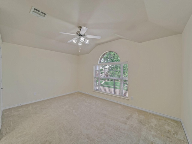 348 Kansas Trl, Murphy, TX 75094 - empty room featuring ceiling fan, carpet floors, baseboards, and vaulted ceiling