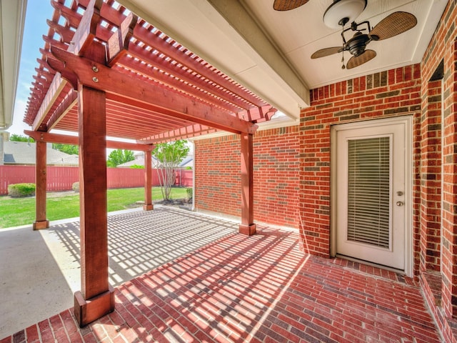 348 Kansas Trl, Murphy, TX 75094 - view of patio / terrace with a pergola and a ceiling fan