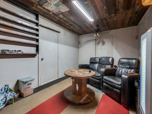 320 S Ward St, Italy, TX 76651 - carpeted home theater with wooden ceiling