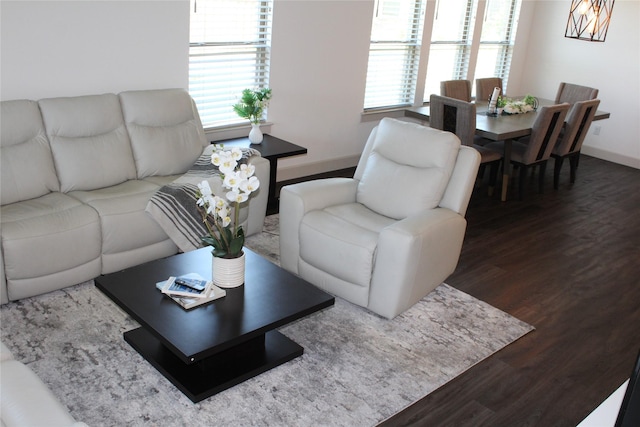 4804 Garner Dr, Carrollton, TX 75010 - living area with wood finished floors, plenty of natural light, and baseboards