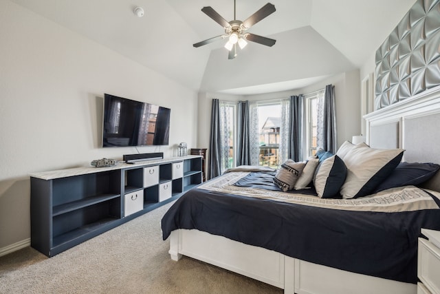 3120 Pioneer Path, Little Elm, TX 75068 - carpeted bedroom featuring vaulted ceiling, a ceiling fan, and baseboards