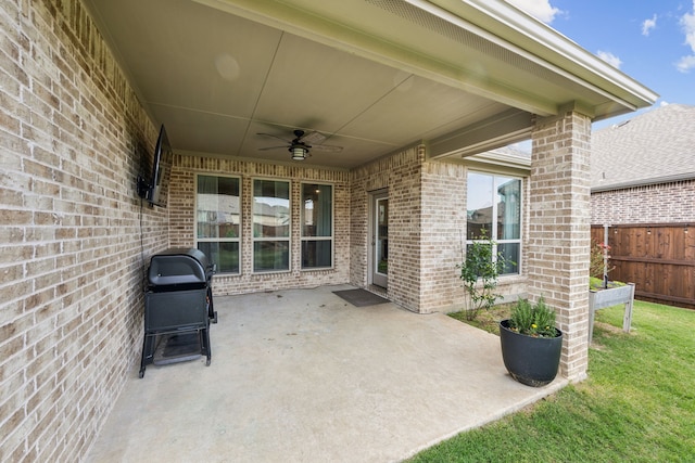 3120 Pioneer Path, Little Elm, TX 75068 - view of patio featuring a ceiling fan and fence