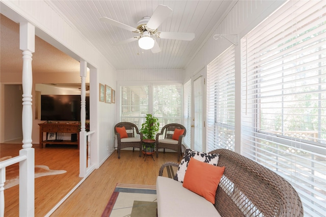 226 Highland Dr, Decatur, TX 76234 - sunroom with wood finished floors, ornamental molding, and wooden ceiling