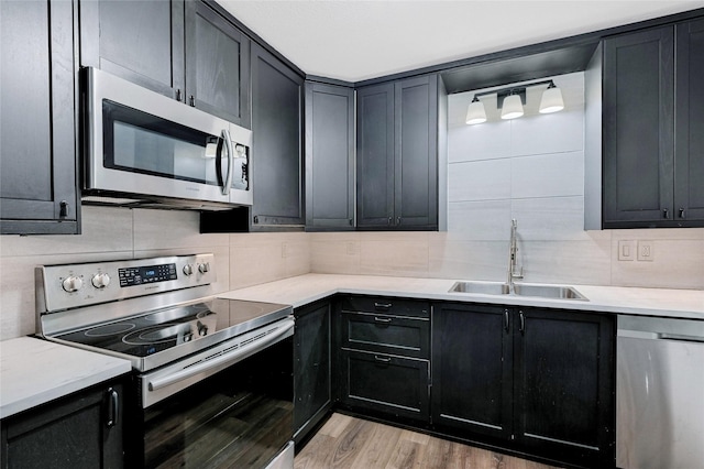 609 E Martin Ln, Sherman, TX 75090 - kitchen featuring stainless steel appliances, a sink, tasteful backsplash, and light countertops