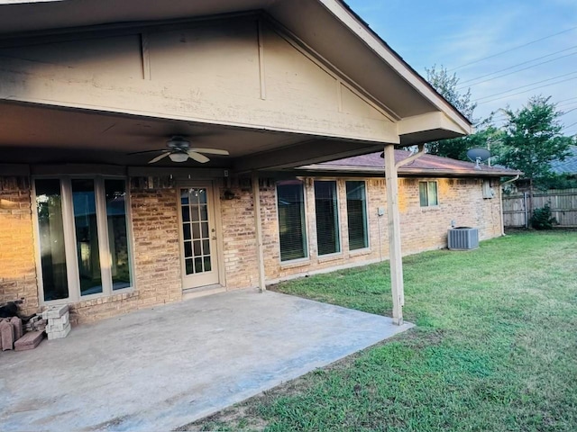 2000 Stacey Ct, Arlington, TX 76013 - rear view of house featuring ceiling fan, central air condition unit, a patio area, and brick siding