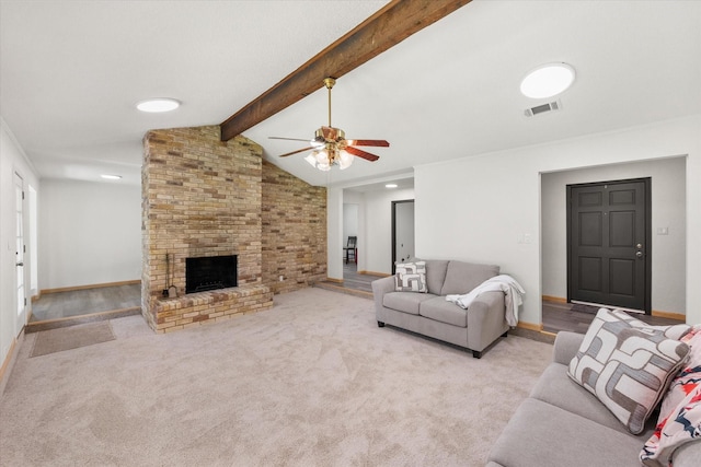 2000 Stacey Ct, Arlington, TX 76013 - living area featuring ceiling fan, a fireplace, baseboards, and carpet flooring