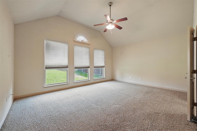 6824 San Fernando Dr, Fort Worth, TX 76131 - carpeted empty room with lofted ceiling, ceiling fan, and baseboards
