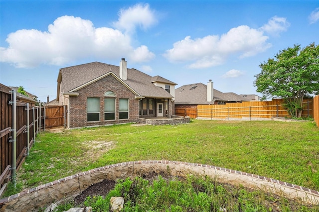 6824 San Fernando Dr, Fort Worth, TX 76131 - rear view of property with brick siding, a chimney, and roof with shingles