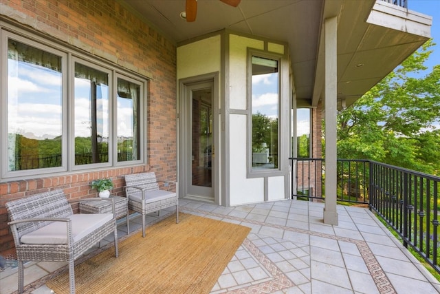6908 Ridgewood Dr, Fort Worth, TX 76132 - view of patio with ceiling fan and a balcony
