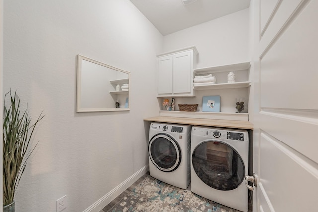 233 Honey Brook Ln, Aledo, TX 76008 - laundry area with washer and dryer, cabinet space, and baseboards