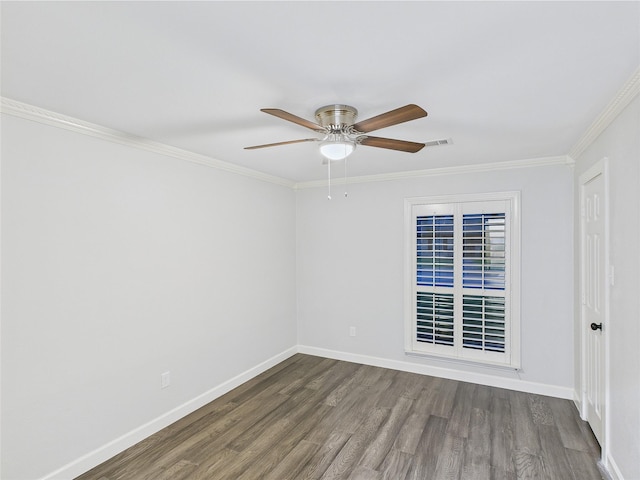 7323 Whispering Pines Dr, Dallas, TX 75248 - spare room featuring wood finished floors, a ceiling fan, baseboards, and crown molding