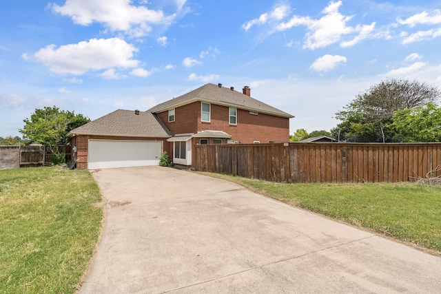 10201 Buffalo Grove Rd, Fort Worth, TX 76108 - view of front of home featuring brick siding, concrete driveway, an attached garage, a chimney, and roof with shingles