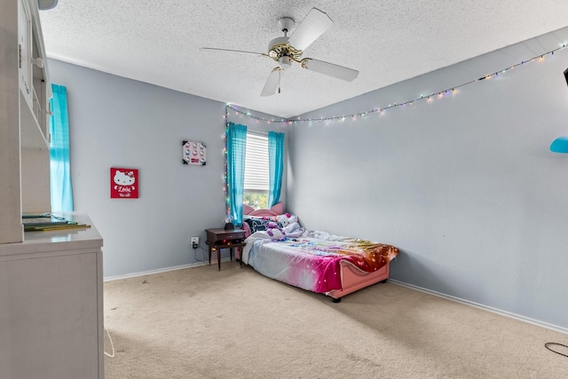 10201 Buffalo Grove Rd, Fort Worth, TX 76108 - bedroom with carpet floors, a textured ceiling, ceiling fan, and baseboards