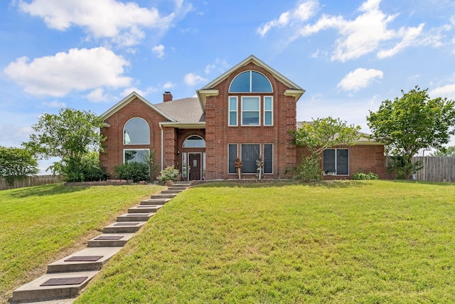 10201 Buffalo Grove Rd, Fort Worth, TX 76108 - traditional-style house with brick siding, a shingled roof, and a chimney