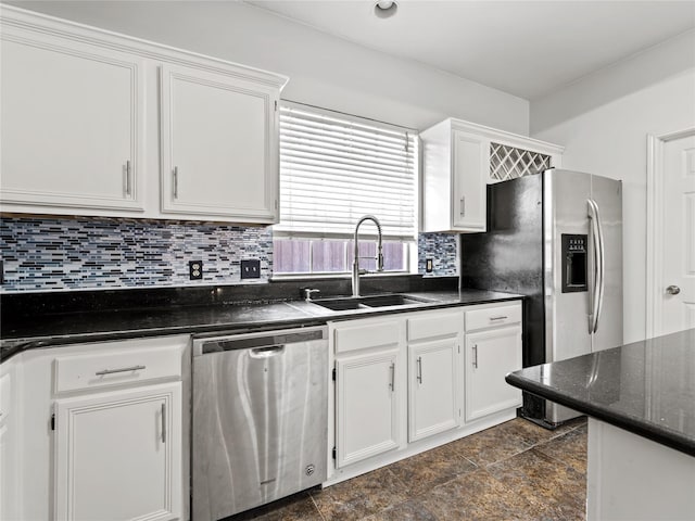 3000 Clearmeadow Dr, Mesquite, TX 75181 - kitchen featuring stainless steel dishwasher, a sink, white cabinets, and tasteful backsplash