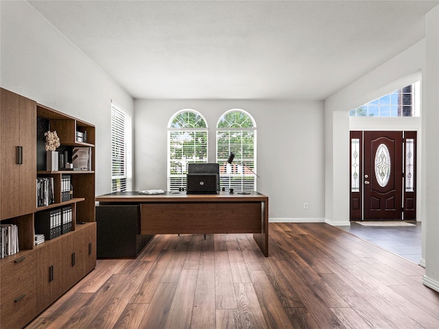 3000 Clearmeadow Dr, Mesquite, TX 75181 - home office featuring hardwood / wood-style flooring and baseboards