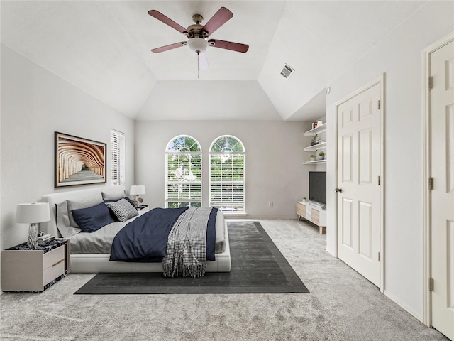 3000 Clearmeadow Dr, Mesquite, TX 75181 - carpeted bedroom featuring vaulted ceiling and a ceiling fan