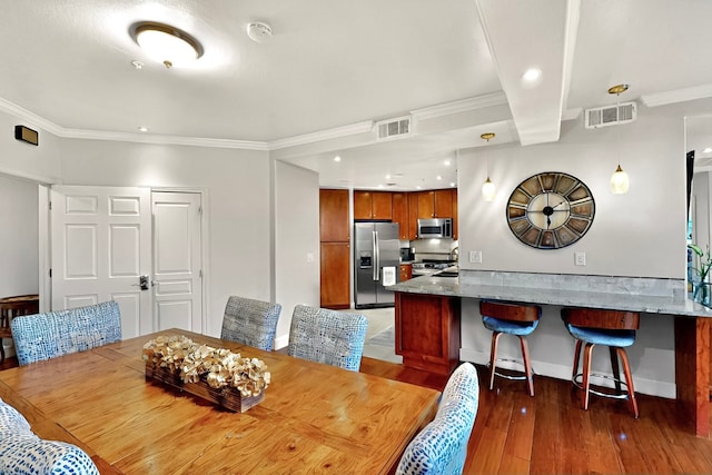 330 Las Colinas Blvd E Unit 602, Irving, TX 75039 - dining room with hardwood / wood-style floors, crown molding, recessed lighting, and baseboards