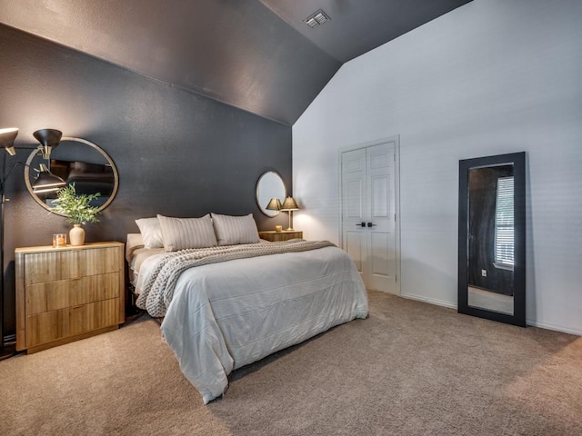 976 Fox Grove Ln, Providence Village, TX 76227 - carpeted bedroom with lofted ceiling and baseboards