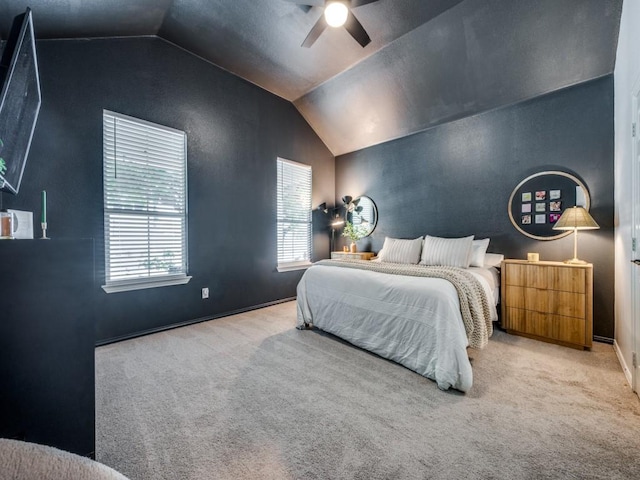 976 Fox Grove Ln, Providence Village, TX 76227 - bedroom with vaulted ceiling, carpet, and a ceiling fan