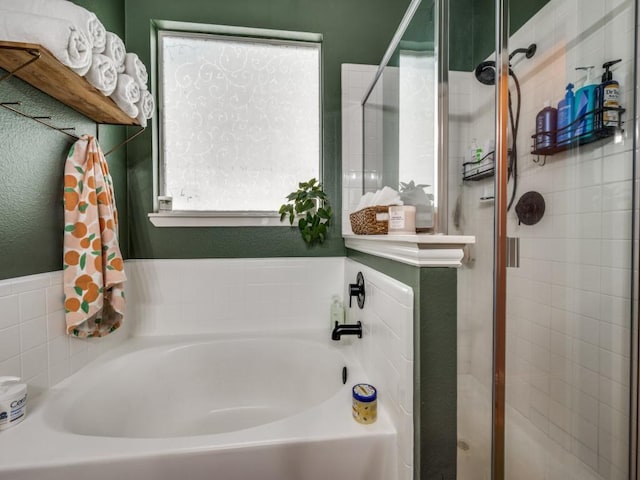 976 Fox Grove Ln, Providence Village, TX 76227 - bathroom featuring a garden tub and a shower stall