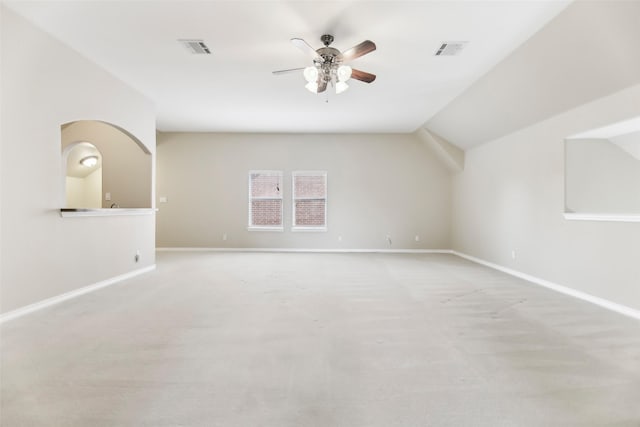 5900 Pansy Rd, Fort Worth, TX 76123 - additional living space with light carpet, ceiling fan, baseboards, and lofted ceiling