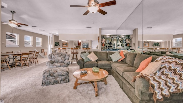 5122 La Vista Ct, Granbury, TX 76049 - living area featuring ceiling fan and carpet