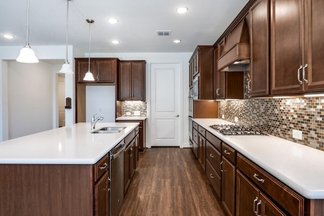 3000 Culver Ave, Celina, TX 75009 - kitchen with a sink, dark wood-type flooring, appliances with stainless steel finishes, light countertops, and recessed lighting
