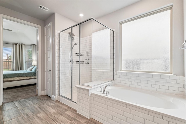 2540 Bottlebrush Dr, Prosper, TX 75078 - ensuite bathroom featuring a garden tub, a stall shower, and recessed lighting