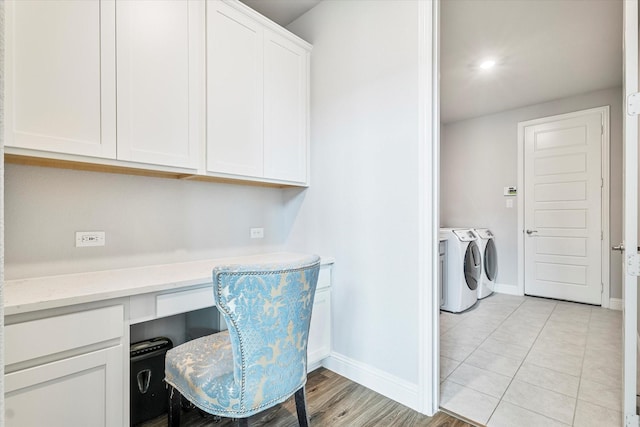 2540 Bottlebrush Dr, Prosper, TX 75078 - office featuring built in desk, separate washer and dryer, and recessed lighting