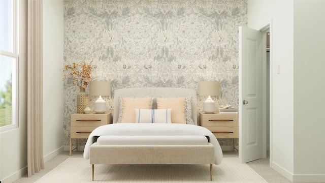 438 Lone Star Dr, Justin, TX 76247 - carpeted bedroom with baseboards and wallpapered walls