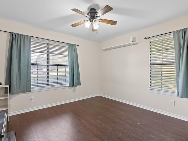402 Brookview Dr, Decatur, TX 76234 - unfurnished room with baseboards, wood finished floors, and ceiling fan