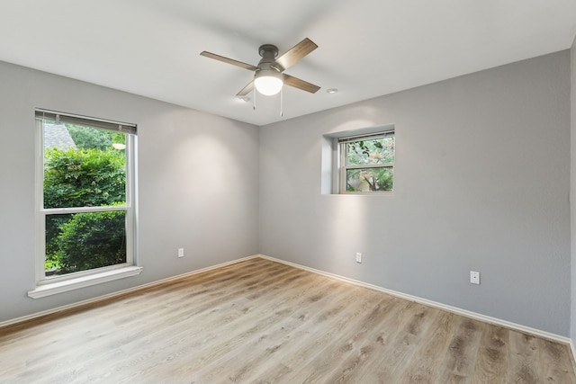 1141 Yorkshire Dr, Carrollton, TX 75007 - empty room featuring plenty of natural light, wood finished floors, ceiling fan, and baseboards