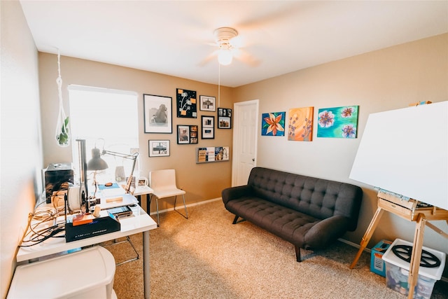 1433 Sun Breeze Dr, Little Elm, TX 75068 - carpeted office with a ceiling fan and baseboards