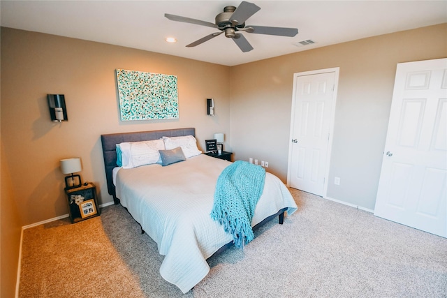 1433 Sun Breeze Dr, Little Elm, TX 75068 - bedroom featuring carpet flooring, baseboards, ceiling fan, and recessed lighting