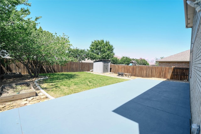 1433 Sun Breeze Dr, Little Elm, TX 75068 - view of yard featuring a shed, a patio area, a vegetable garden, and an outbuilding