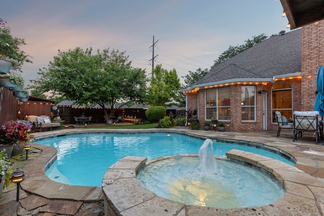 4312 Mead Dr, Plano, TX 75024 - view of pool featuring a pool with connected hot tub, a fenced backyard, and a patio
