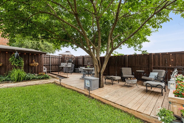 4312 Mead Dr, Plano, TX 75024 - wooden deck featuring a fire pit