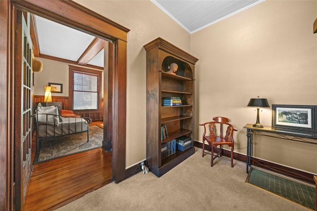 403 S Royall, Palestine, TX 75801 - living area with ornamental molding, carpet flooring, and baseboards