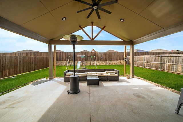 1418 Mckavett Rd, Forney, TX 75126 - view of patio / terrace with an outdoor living space and ceiling fan