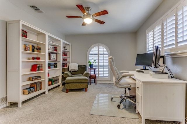 10014 Silver Creek Rd, Dallas, TX 75243 - office area featuring a ceiling fan and carpet floors