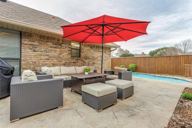 10014 Silver Creek Rd, Dallas, TX 75243 - view of patio with an outdoor living space and fence