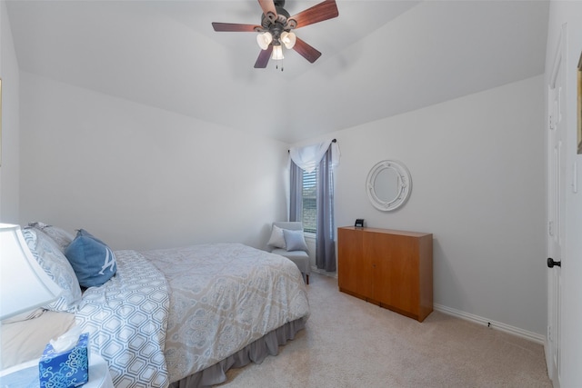 8803 Kelvington Dr, Frisco, TX 75035 - carpeted bedroom with vaulted ceiling, ceiling fan, and baseboards