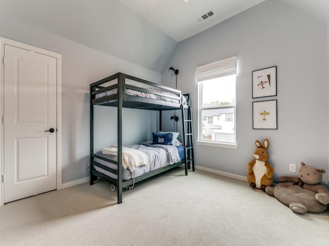 4837 Cumberland Cir, Carrollton, TX 75010 - bedroom featuring carpet floors, baseboards, and vaulted ceiling